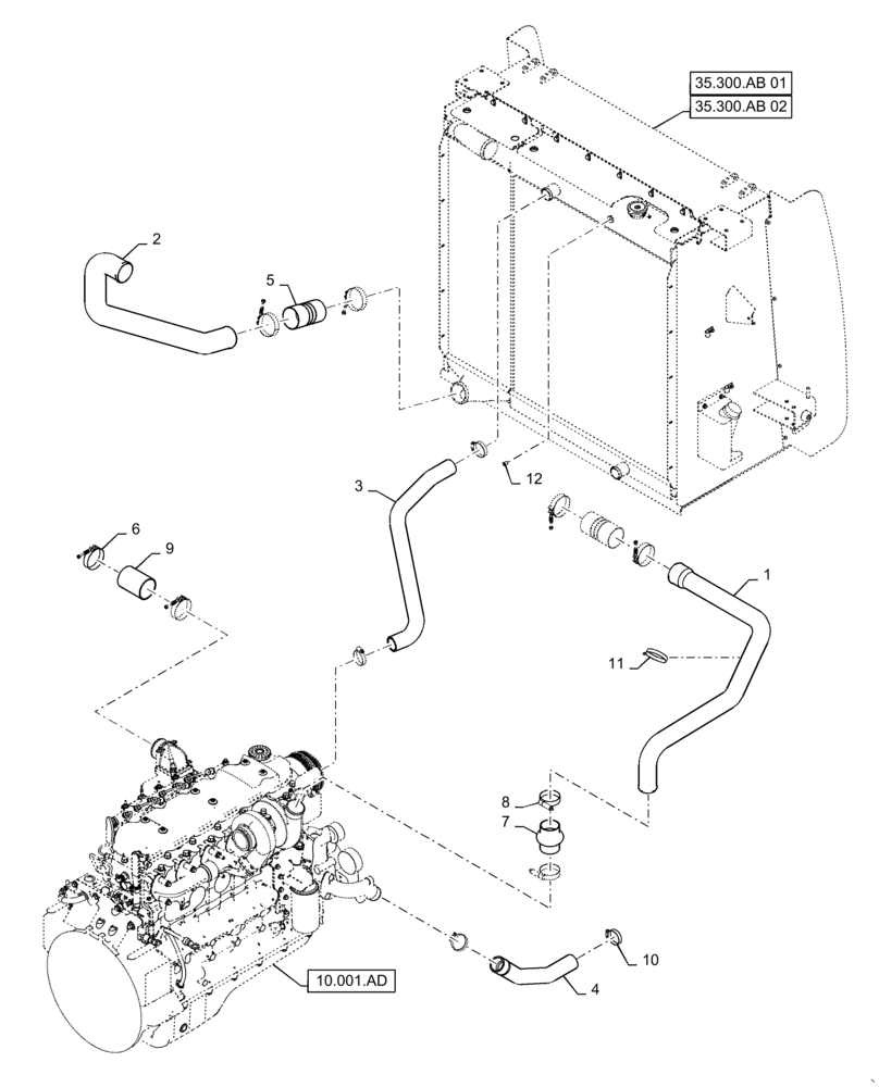 Схема запчастей Case IH WD2304 - (10.310.AE) - INTERCOOLER LINE (10) - ENGINE