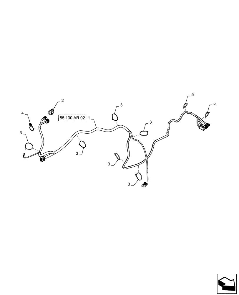 Схема запчастей Case IH MAGNUM 340 - (55.130.AR[01]) - HARNESS, FRONT HITCH (55) - ELECTRICAL SYSTEMS