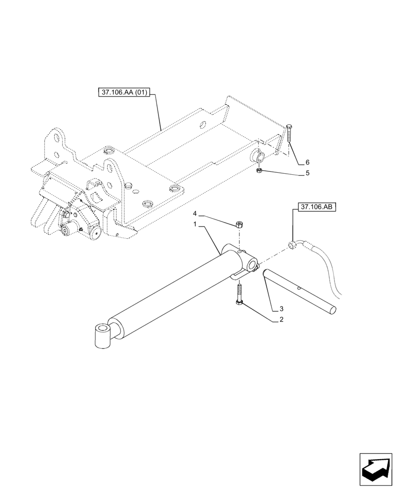 Схема запчастей Case IH PUMA 165 - (37.106.AD) - VAR - 758113 - HYDRAULIC TOW HOOK, CYLINDER (37) - HITCHES, DRAWBARS & IMPLEMENT COUPLINGS