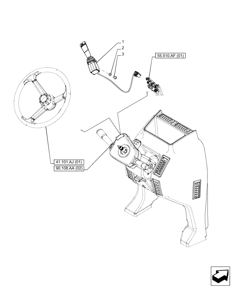 Схема запчастей Case IH PUMA 165 CVT - (55.513.AC[02]) - VAR - 391148, 758034 - TRANMISSION, CONTROL, SWITCH (55) - ELECTRICAL SYSTEMS