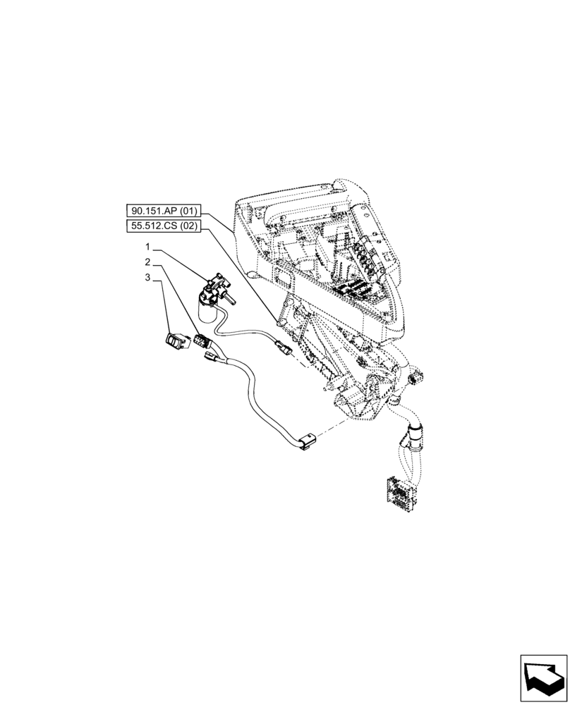 Схема запчастей Case IH PUMA 220 - (55.512.CS[01]) - VAR - 758259, 758260, 758261, 758262, 758263, 758264, 758265 - ARMREST, ELECTRIC SYSTEM CONTROL (55) - ELECTRICAL SYSTEMS