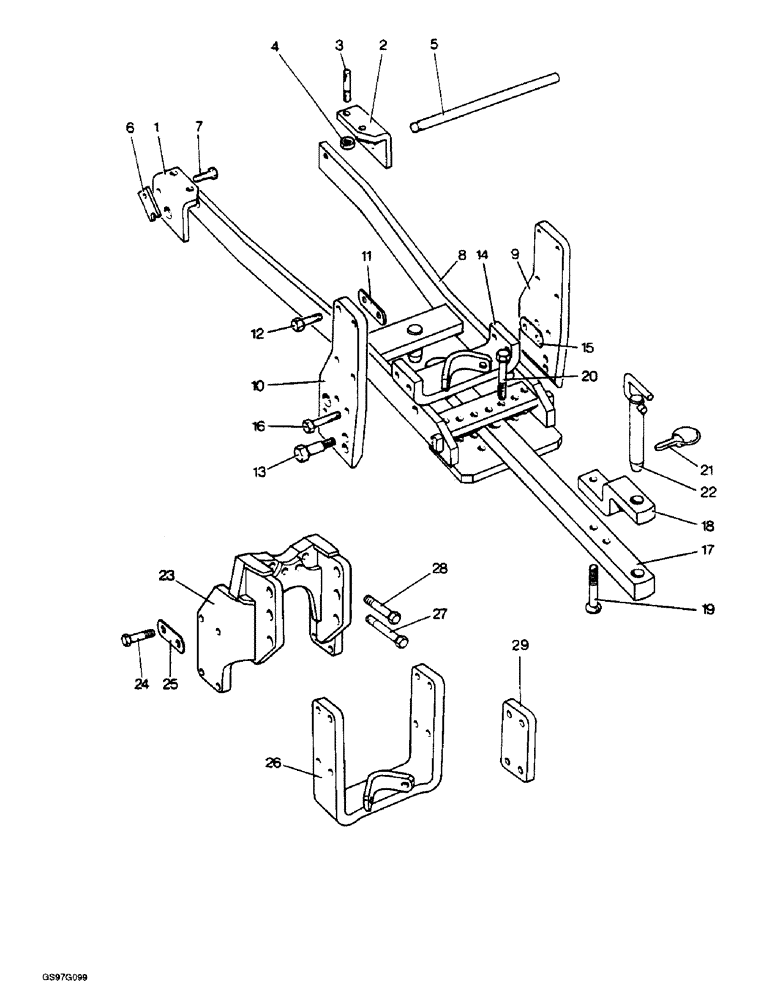 Схема запчастей Case IH 1212 - (9-002) - DRAWBAR AND SUPPORT FRAME, 1210, 1212, 1210G, 1212G, 1210Q, 1212Q, 1210SK AND 1212SK TRACTORS (09) - CHASSIS/ATTACHMENTS