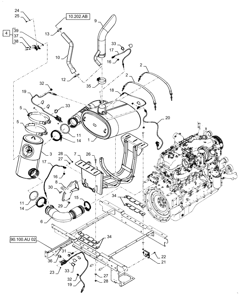 Схема запчастей Case IH WD2504 - (10.500.AO) - EXHAUST SYSTEM, SCR (10) - ENGINE