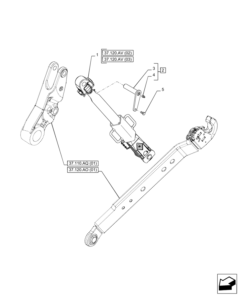 Схема запчастей Case IH PUMA 220 - (37.120.AV[01]) - VAR - 391170, 758071, 758072, 758075, 758076, 758077, 758080, 758081 - 3 HITCH POINT, LIFT ARM (37) - HITCHES, DRAWBARS & IMPLEMENT COUPLINGS