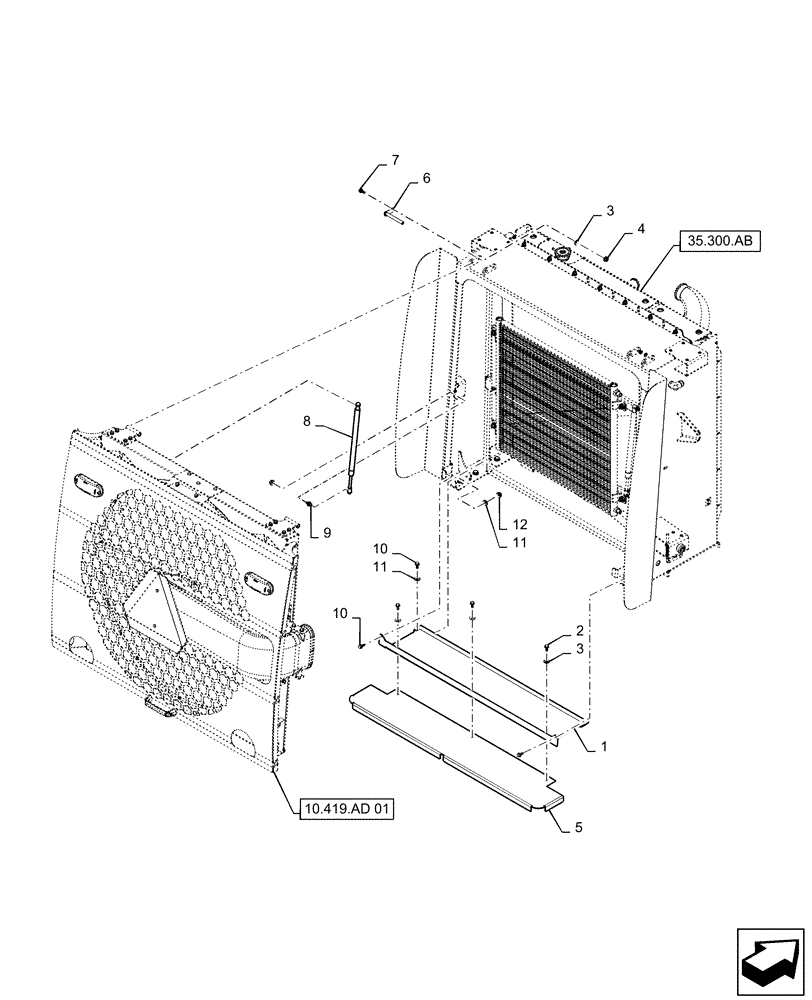 Схема запчастей Case IH WD1904 - (10.419.AC) - REAR AIR CLEANER ATTACHMENT (10) - ENGINE