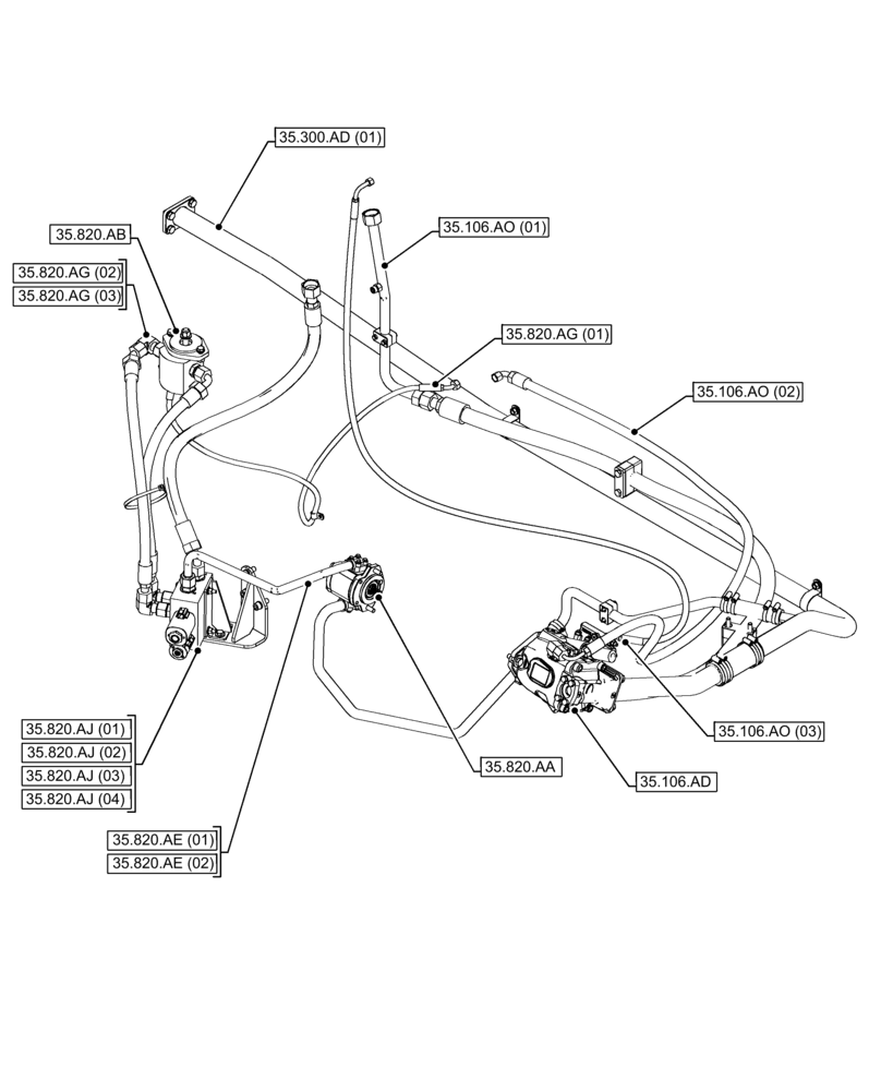 Схема запчастей Case IH FARMLIFT 635 - (00.000.35[02]) - PICTORIAL INDEX - HYDRAULIC SYSTEM (00) - GENERAL & PICTORIAL INDEX
