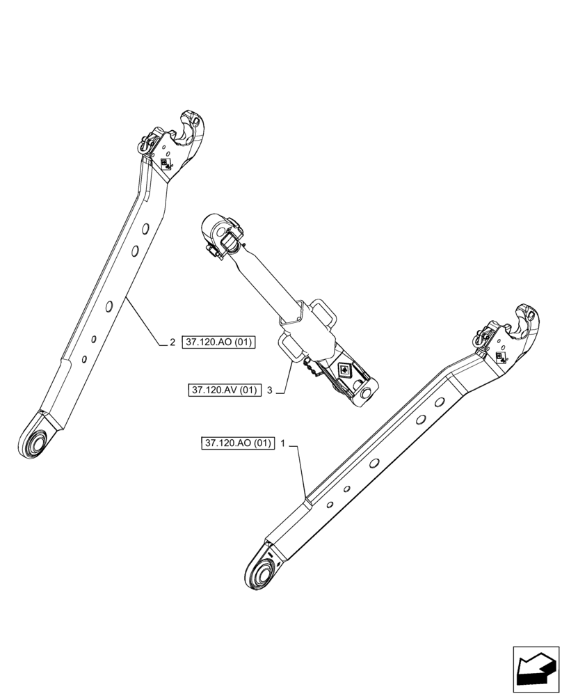 Схема запчастей Case IH PUMA 240 CVT - (37.120.AX[01]) - VAR - 391170, 758071, 758072, 758075, 758076, 758077, 758080, 758081 - 3 HITCH POINT (37) - HITCHES, DRAWBARS & IMPLEMENT COUPLINGS