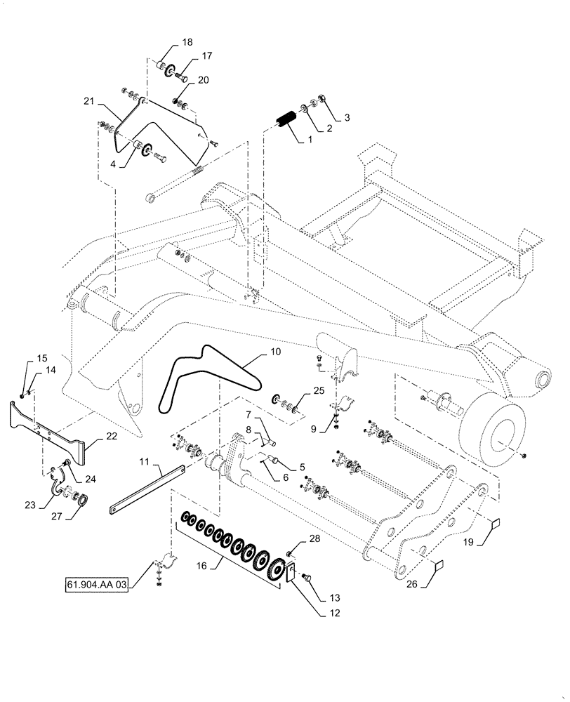 Схема запчастей Case IH 1225 - (61.904.AA[04]) - CONTACT WHEEL DRIVE CONTINUED (61) - METERING SYSTEM