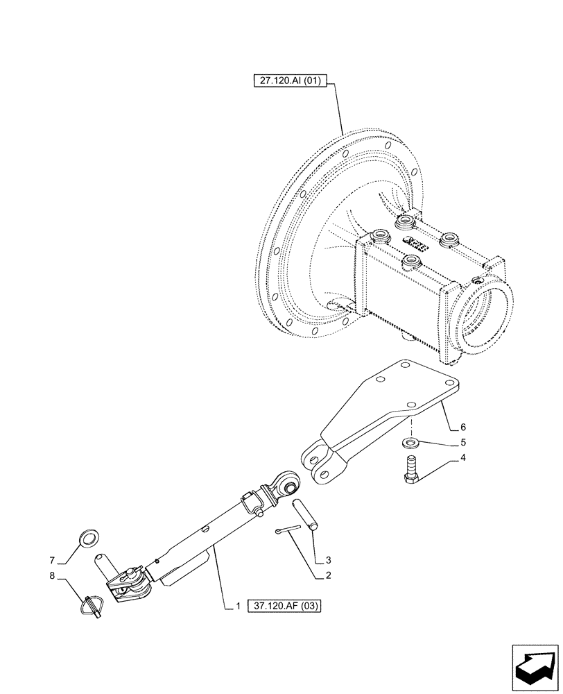 Схема запчастей Case IH PUMA 150 - (37.120.AF[01]) - VAR - 391171 - STABILIZER (37) - HITCHES, DRAWBARS & IMPLEMENT COUPLINGS