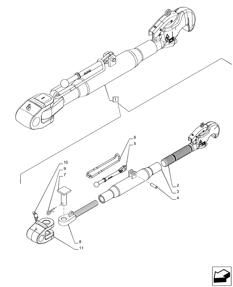 Схема запчастей Case IH PUMA 200 - (37.120.AA[08]) - VAR - 391170, 758075, 758080 - 3 HITCH POINT, TOP LINK, COMPONENTS (37) - HITCHES, DRAWBARS & IMPLEMENT COUPLINGS