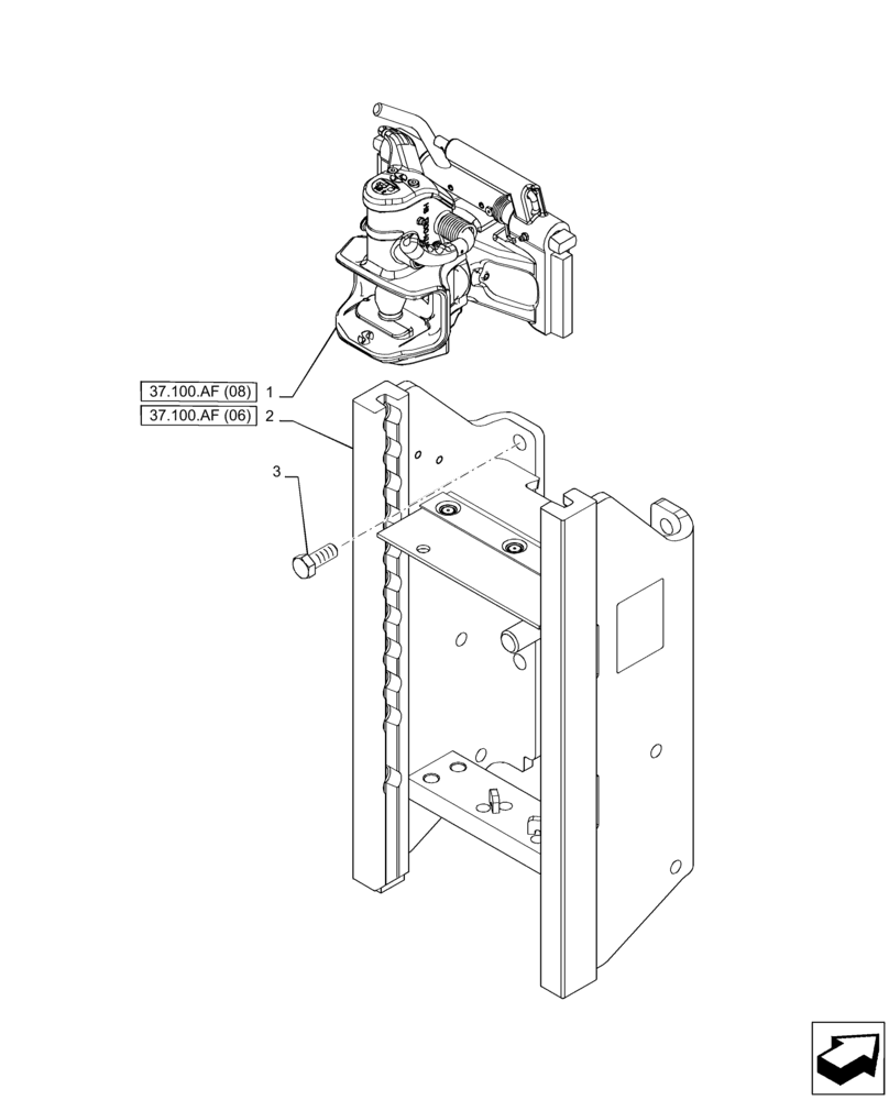 Схема запчастей Case IH PUMA 220 CVT - (37.100.AF[03]) - VAR - 758108 - TOW HOOK (37) - HITCHES, DRAWBARS & IMPLEMENT COUPLINGS