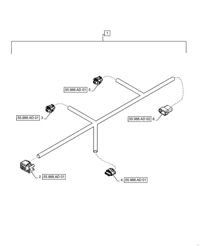 Схема запчастей Case IH QUADTRAC 470 - (55.988.AD[03]) - SCR EXHAUST SYSTEM HARNESS (55) - ELECTRICAL SYSTEMS