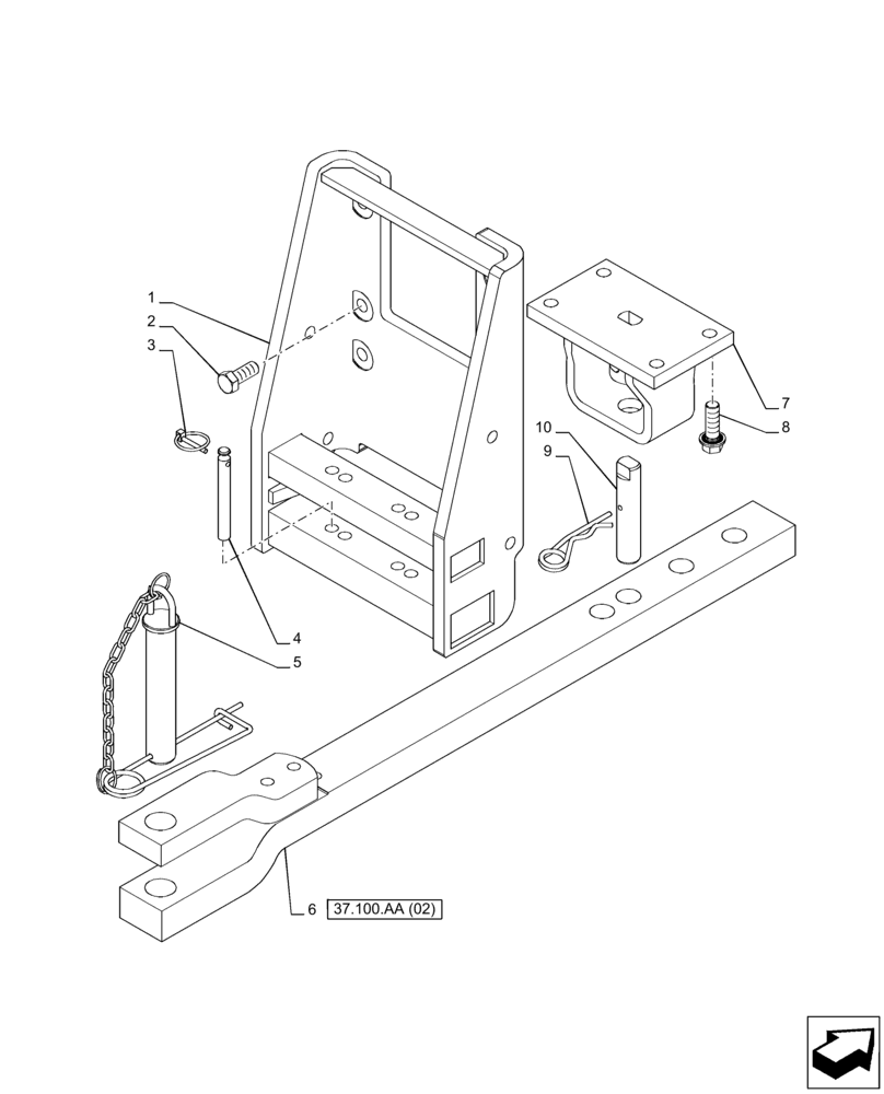 Схема запчастей Case IH PUMA 200 - (37.100.AA[01]) - VAR - 758100 - DRAWBAR (37) - HITCHES, DRAWBARS & IMPLEMENT COUPLINGS