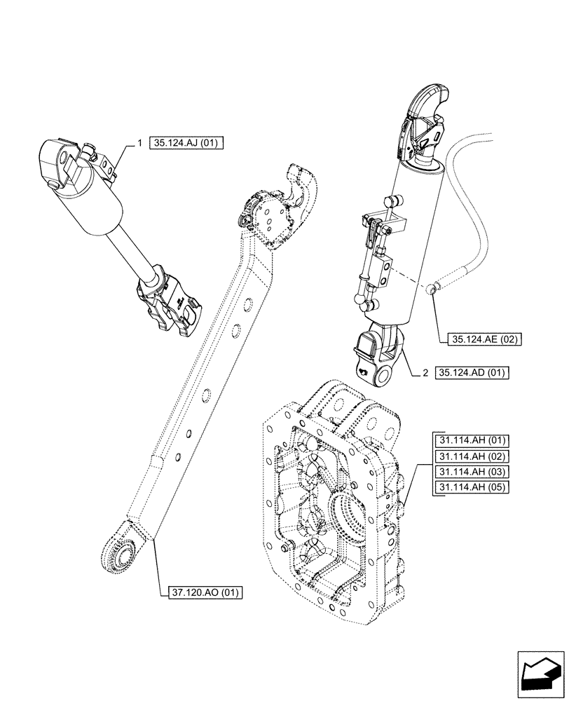 Схема запчастей Case IH PUMA 185 - (37.120.AX[08]) - VAR - 758072, 758077, 758082 - 3 HITCH POINT (HYDRAULIC TOP AND ARM LINKS) (37) - HITCHES, DRAWBARS & IMPLEMENT COUPLINGS