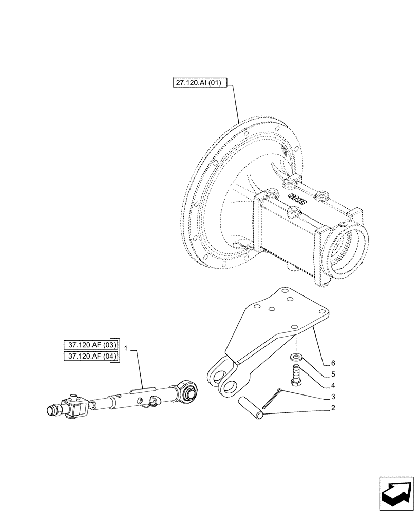 Схема запчастей Case IH PUMA 240 CVT - (37.120.AF[01]) - VAR - 391171, 758085 - STABILIZER (37) - HITCHES, DRAWBARS & IMPLEMENT COUPLINGS