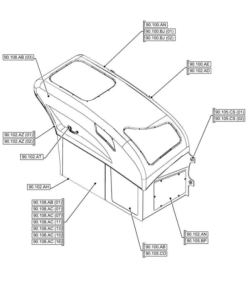 Схема запчастей Case IH FARMLIFT 635 - (00.000.90[05]) - PICTORIAL INDEX - PLATFORM, CAB, BODYWORK AND DECALS (00) - GENERAL & PICTORIAL INDEX
