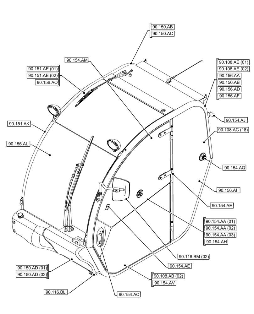 Схема запчастей Case IH FARMLIFT 635 - (00.000.90[02]) - PICTORIAL INDEX - PLATFORM, CAB, BODYWORK AND DECALS (00) - GENERAL & PICTORIAL INDEX