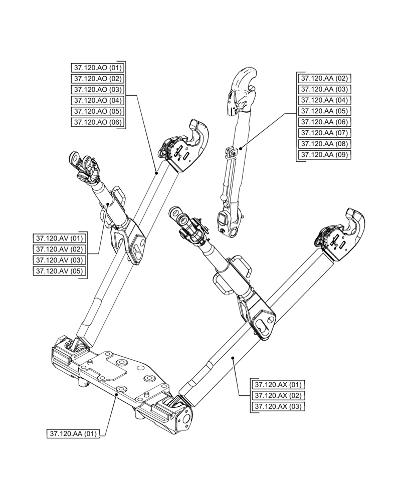 Схема запчастей Case IH PUMA 150 - (00.000.37[01]) - PICTORIAL INDEX - HITCHES, DRAWBARS AND IMPLEMENT COUPLINGS (00) - GENERAL & PICTORIAL INDEX