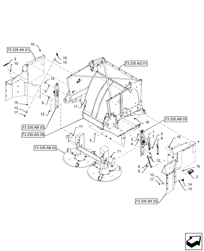 Схема запчастей Case IH 9240 - (73.335.AB[01]) - VAR - 425488 - CHAFF SPREADER, HORIZONTAL (73) - RESIDUE HANDLING