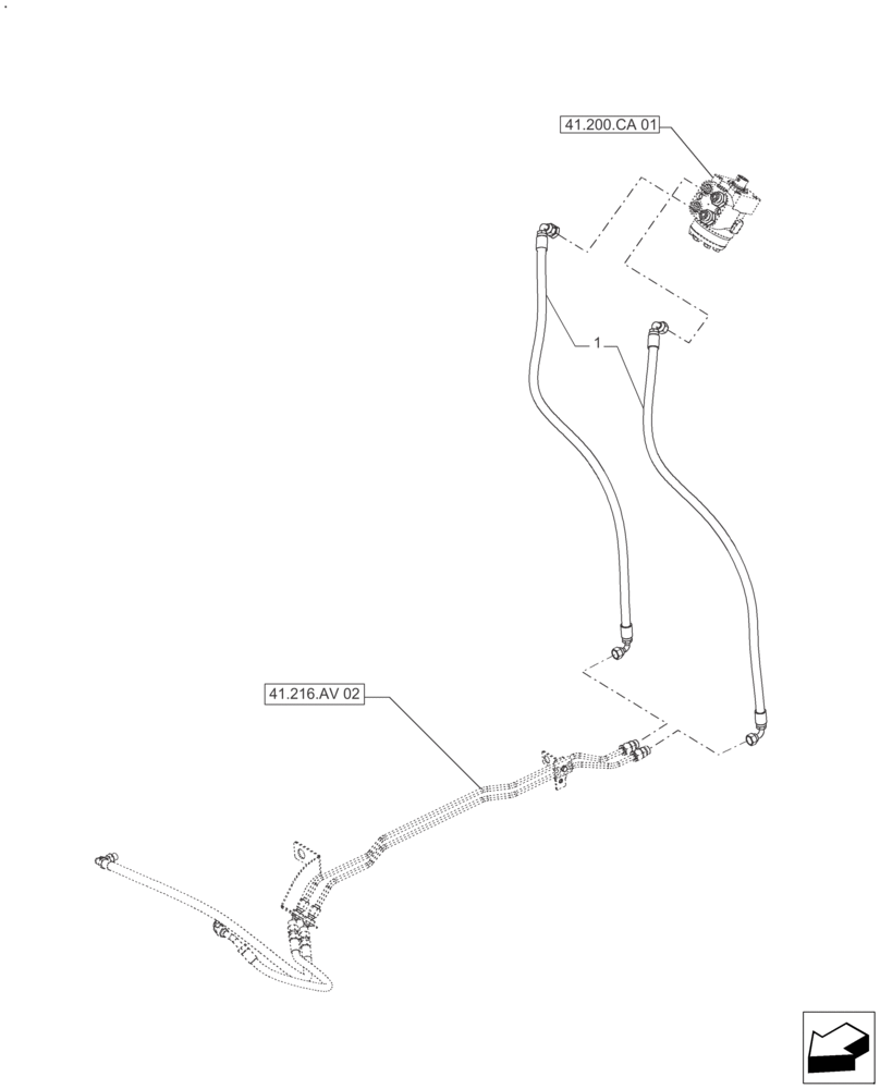 Схема запчастей Case IH FARMALL 140A - (41.216.AV[01]) - VAR - 390340 - HOSE, STEERING ASSY (41) - STEERING