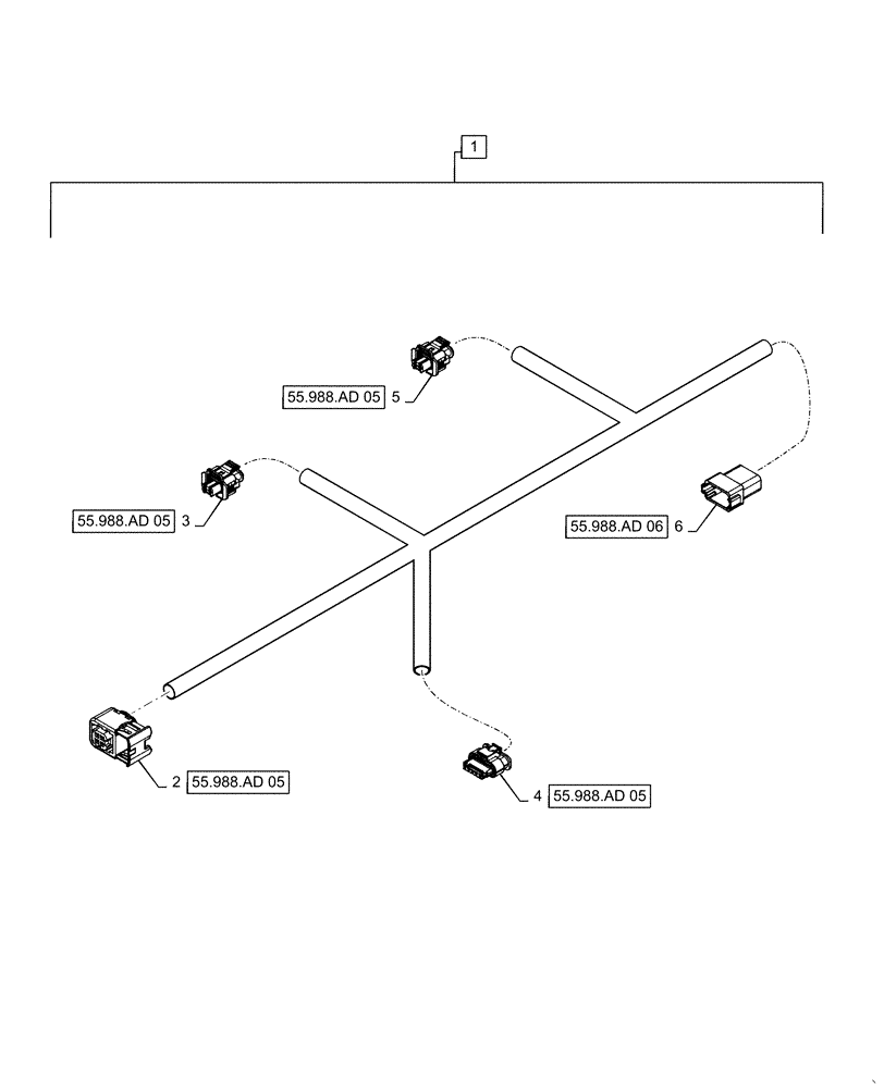 Схема запчастей Case IH STEIGER 500 - (55.988.AD[07]) - SCR EXHAUST SYSTEM HARNESS, 500 (55) - ELECTRICAL SYSTEMS