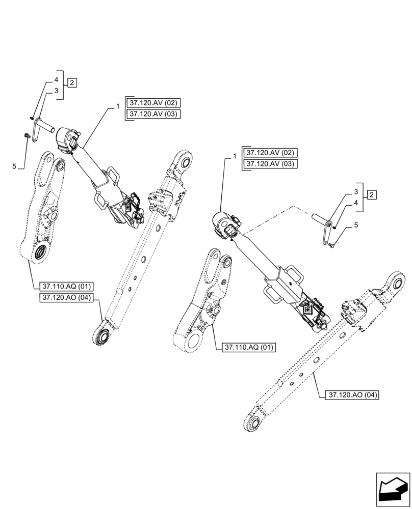 Схема запчастей Case IH PUMA 185 - (37.120.AV[06]) - VAR - 758074, 758079, 758083 - 3 HITCH POINT, LIFT ARM (37) - HITCHES, DRAWBARS & IMPLEMENT COUPLINGS