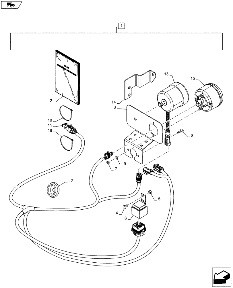 Схема запчастей Case IH MAXXUM 120 - (88.100.55[09A]) - DIA KIT - REVERSE ALARM AND LIGHT - HARNESS AND RELATED PARTS (88) - ACCESSORIES