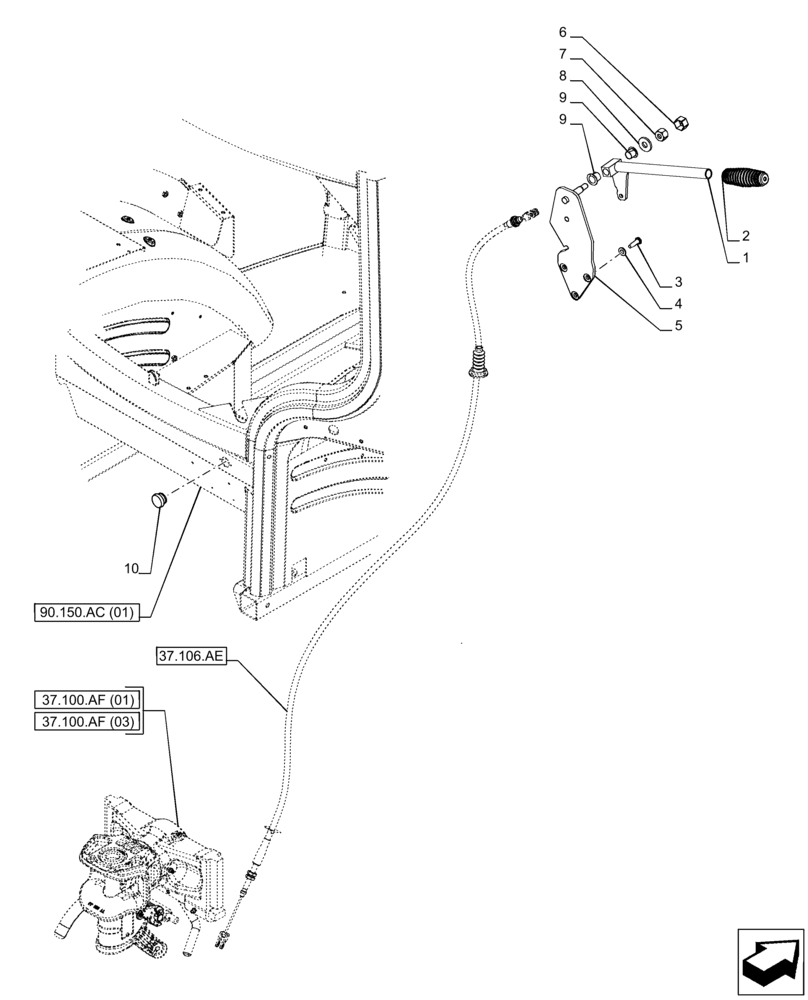 Схема запчастей Case IH PUMA 165 CVT - (37.106.AG) - VAR - 758104, 758105, 758106, 758107, 758113 - TOW HOOK, CONTROL LEVER (37) - HITCHES, DRAWBARS & IMPLEMENT COUPLINGS