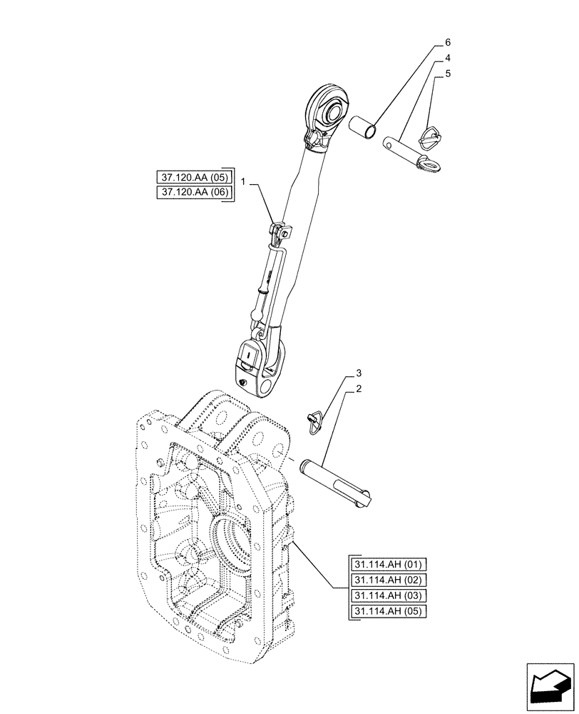 Схема запчастей Case IH PUMA 200 - (37.120.AA[04]) - VAR - 758074, 758079, 758083 - 3 HITCH POINT, TOP LINK (37) - HITCHES, DRAWBARS & IMPLEMENT COUPLINGS