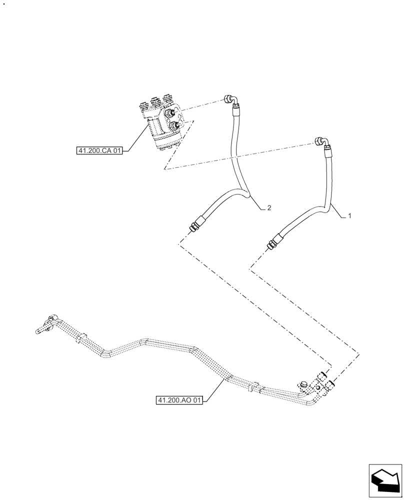 Схема запчастей Case IH FARMALL 140A - (41.200.AA[01]) - VAR - 390340 - HOSE, STEERING ASSY (41) - STEERING