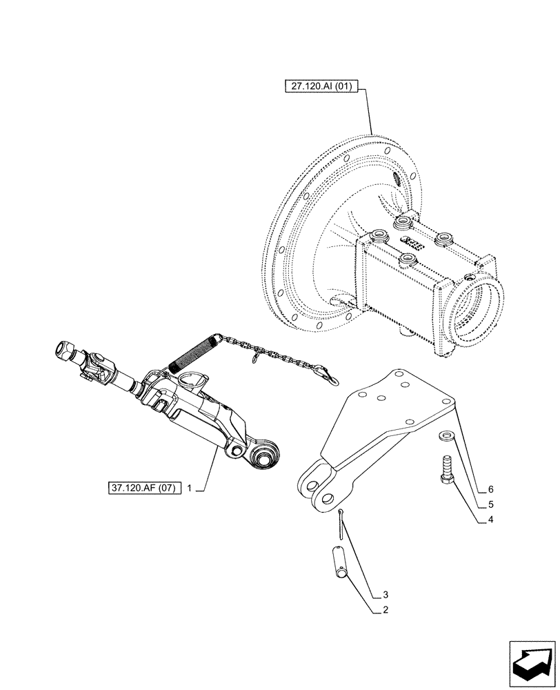 Схема запчастей Case IH PUMA 220 CVT - (37.120.AF[06]) - VAR - 758085 - STABILIZER (37) - HITCHES, DRAWBARS & IMPLEMENT COUPLINGS