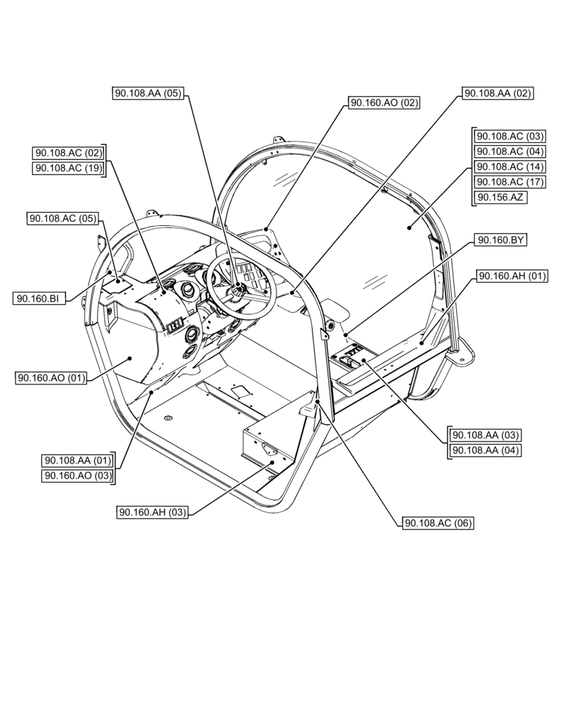Схема запчастей Case IH FARMLIFT 635 - (00.000.90[03]) - PICTORIAL INDEX - PLATFORM, CAB, BODYWORK AND DECALS (00) - GENERAL & PICTORIAL INDEX