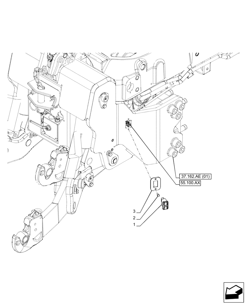 Схема запчастей Case IH PUMA 165 - (55.523.AQ[01]) - VAR - 758088, 758089, 758090, 758091, 758092, 758093, 758245, 758246, 758247 - HITCH UP/DOWN SWITCH (55) - ELECTRICAL SYSTEMS