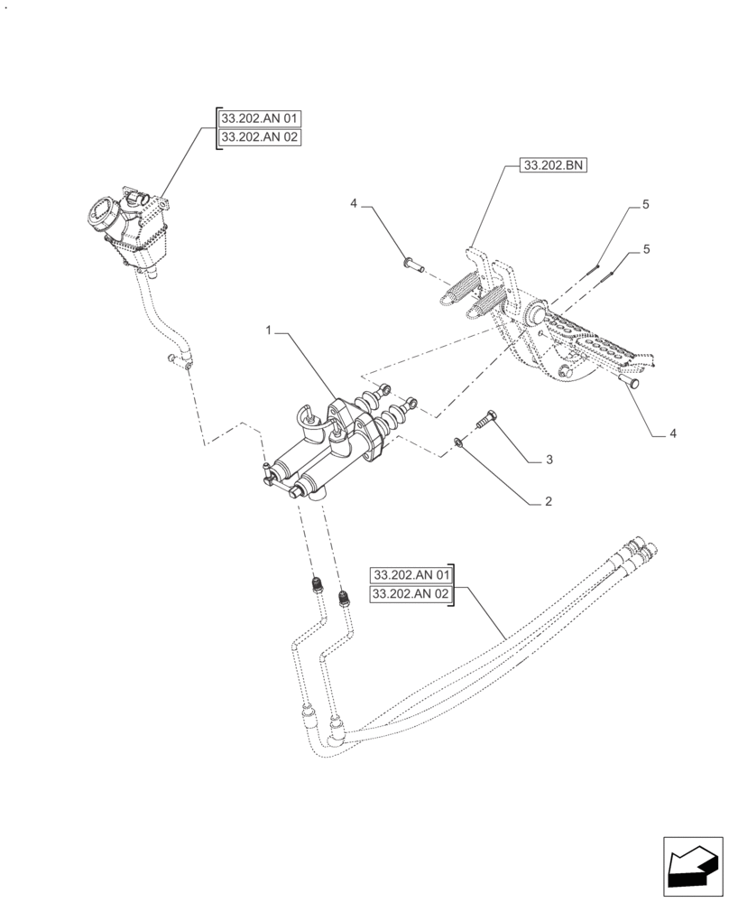 Схема запчастей Case IH FARMALL 130A - (33.202.AR) - VAR - 390302 - BRAKE, PUMP, CYLINDER (33) - BRAKES & CONTROLS