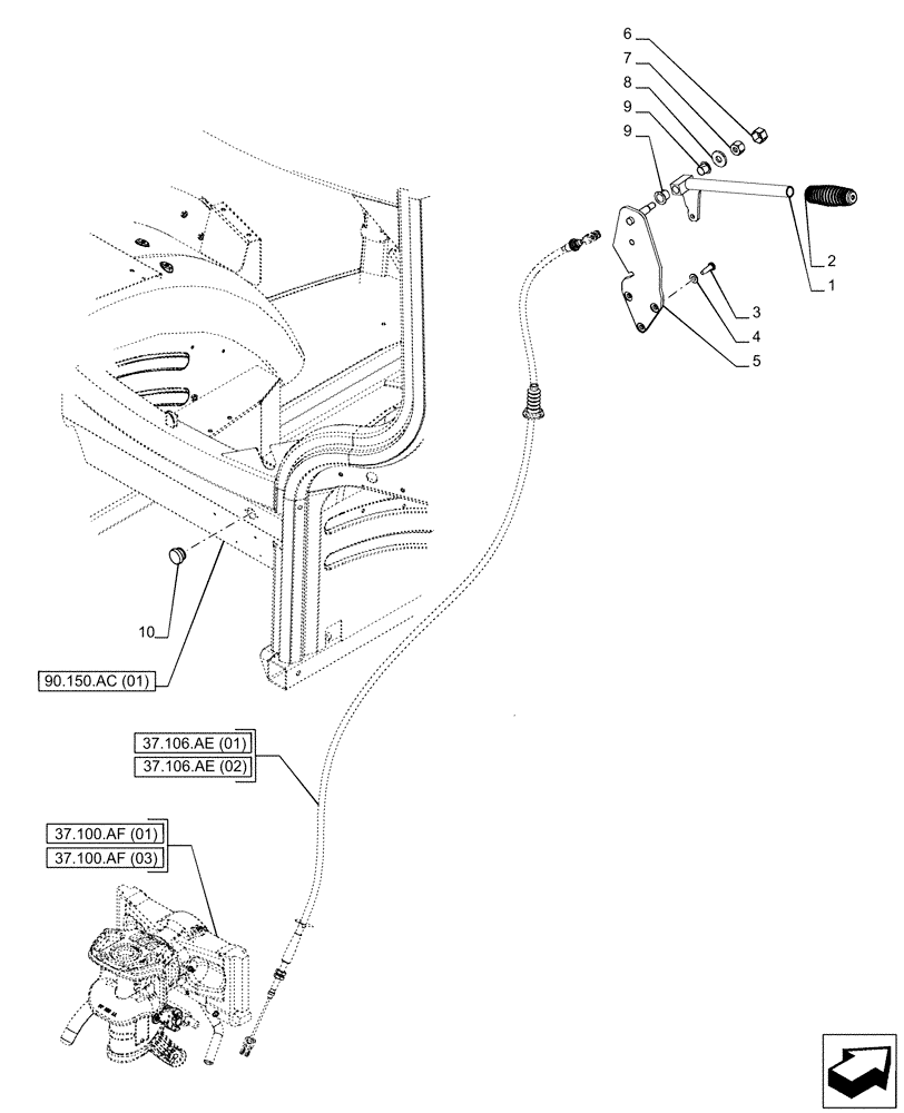 Схема запчастей Case IH PUMA 200 CVT - (37.106.AG) - VAR - 758104, 758105, 758106, 758107, 758113 - TOW HOOK, CONTROL LEVER (37) - HITCHES, DRAWBARS & IMPLEMENT COUPLINGS