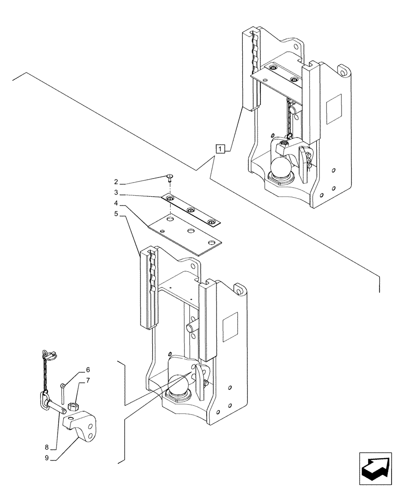 Схема запчастей Case IH PUMA 240 CVT - (37.100.AF[07]) - VAR - 758107 - TOW HOOK, FRAME, COMPONENTS (37) - HITCHES, DRAWBARS & IMPLEMENT COUPLINGS