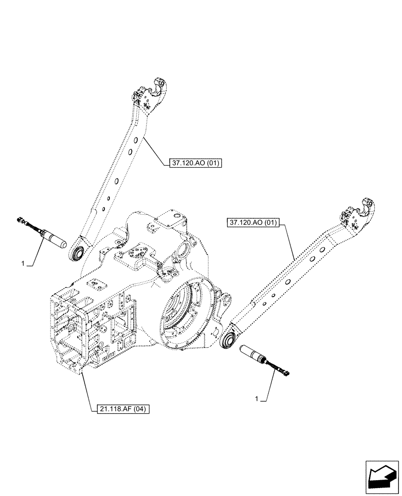 Схема запчастей Case IH PUMA 220 - (55.130.AD) - VAR - 391170, 758071, 758072, 758074, 758075, 758076, 758077, 758079, 758080, 758081, 758083 - 3 HITCH POINT, SENSOR (55) - ELECTRICAL SYSTEMS