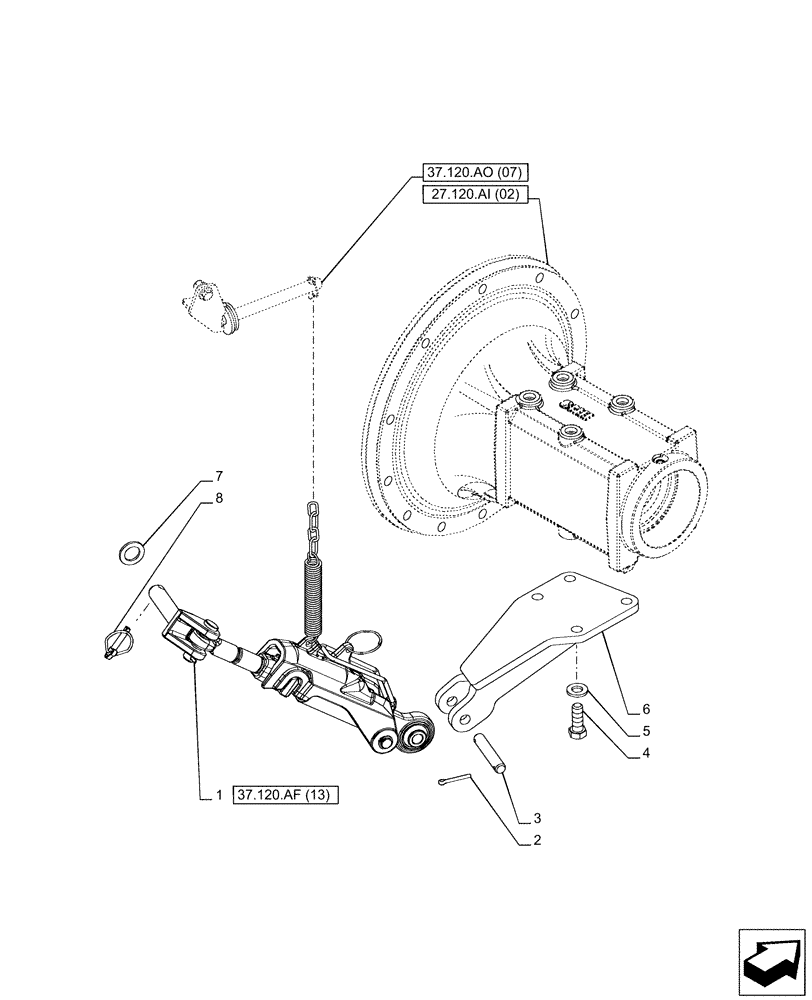 Схема запчастей Case IH PUMA 165 - (37.120.AF[12]) - VAR - 758085 - STABILIZER (37) - HITCHES, DRAWBARS & IMPLEMENT COUPLINGS