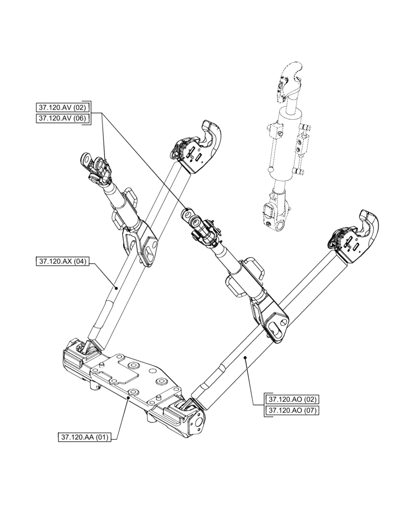 Схема запчастей Case IH PUMA 150 - (37.000.00[02]) - SECTION INDEX - HITCHES, DRAWBARS AND IMPLEMENT COUPLINGS (37) - HITCHES, DRAWBARS & IMPLEMENT COUPLINGS