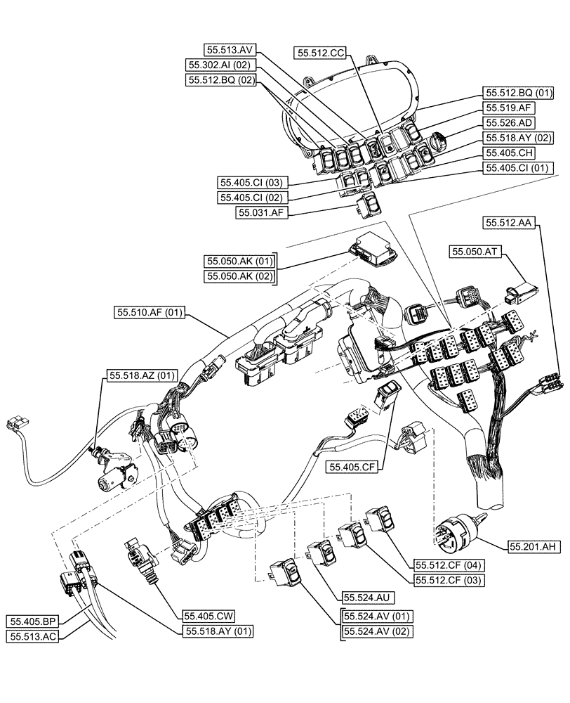 Схема запчастей Case IH FARMLIFT 935 - (00.000.55[03]) - PICTORIAL INDEX - ELECTRICAL SYSTEM (00) - GENERAL & PICTORIAL INDEX