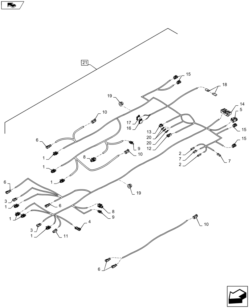 Схема запчастей Case IH MAGNUM 180 - (55.510.AH[03]) - WIRE HARNESS, CAB ROOF NA - ASN ZERH08100 (55) - ELECTRICAL SYSTEMS