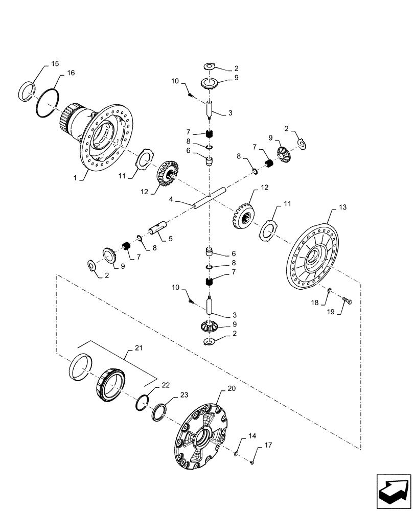 Схема запчастей Case IH QUADTRAC 470 - (25.102.AD[05]) - FRONT AXLE DIFFERENTIAL, W/O DIFFERENTIAL LOCK (25) - FRONT AXLE SYSTEM