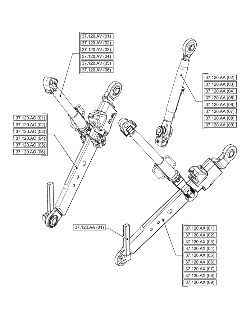 Схема запчастей Case IH PUMA 185 - (00.000.37[01]) - PICTORIAL INDEX - HITCHES, DRAWBARS AND IMPLEMENT COUPLINGS (00) - GENERAL & PICTORIAL INDEX