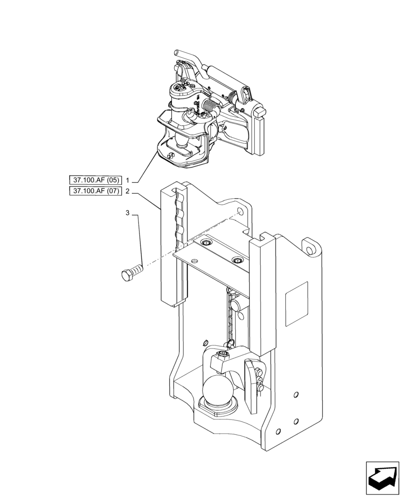 Схема запчастей Case IH PUMA 200 CVT - (37.100.AF[02]) - VAR - 758107 - TOW HOOK (37) - HITCHES, DRAWBARS & IMPLEMENT COUPLINGS