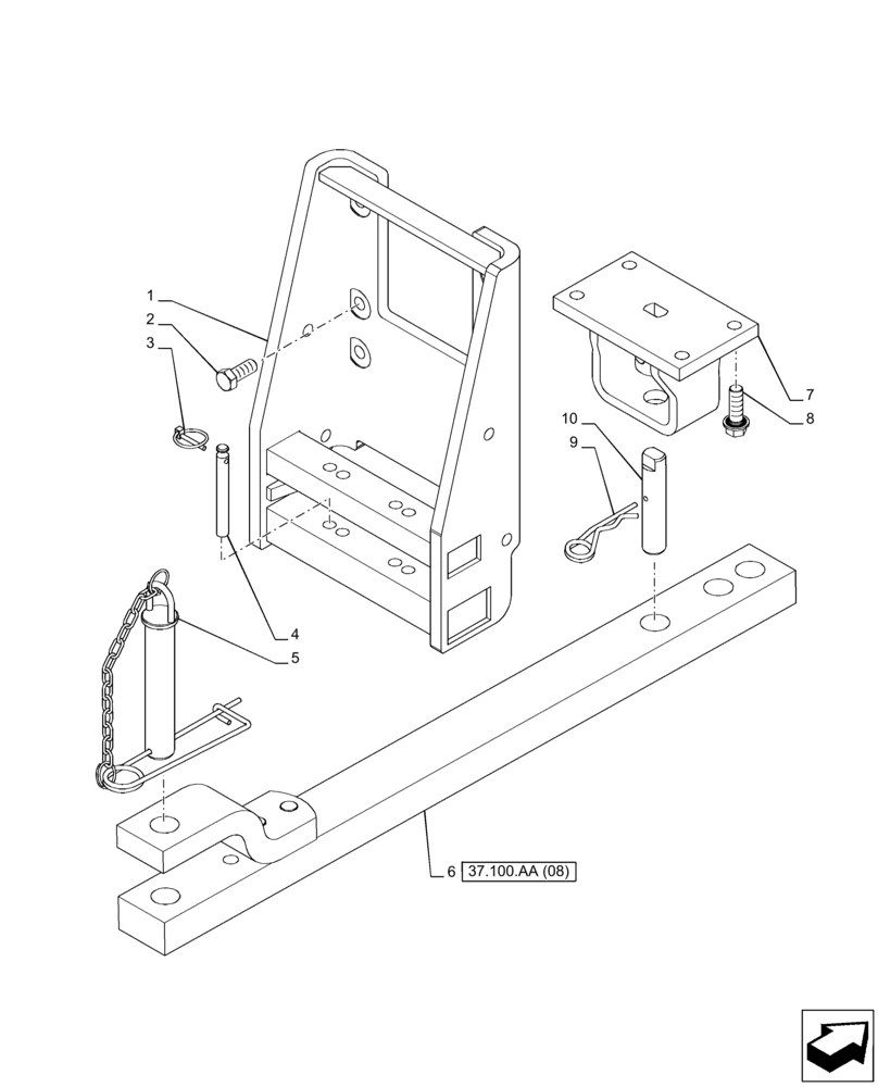 Схема запчастей Case IH PUMA 200 CVT - (37.100.AA[07]) - VAR - 758103 - DRAWBAR (37) - HITCHES, DRAWBARS & IMPLEMENT COUPLINGS