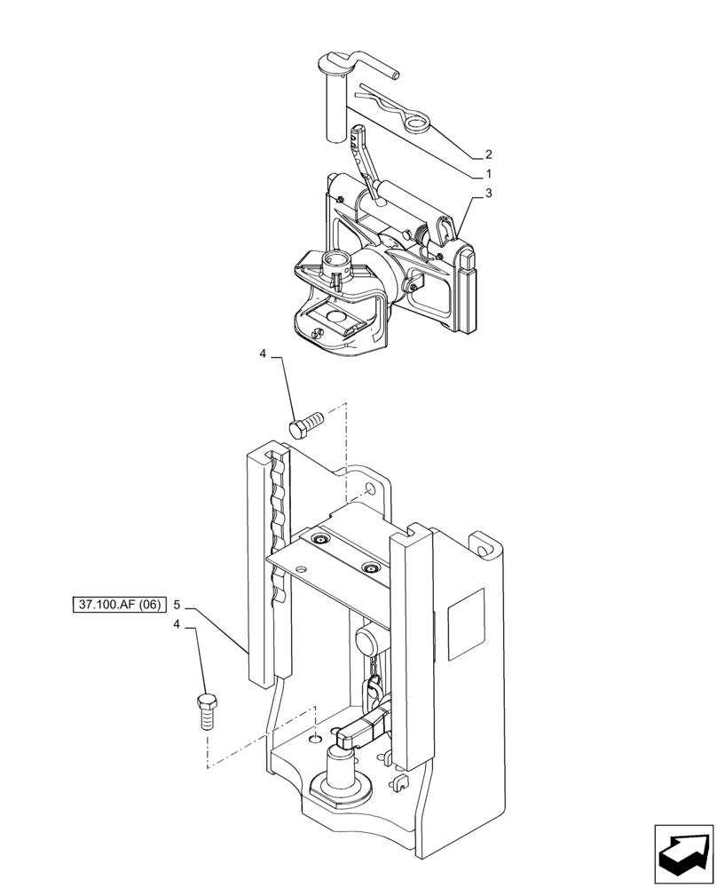 Схема запчастей Case IH PUMA 150 CVT - (37.100.AF[05]) - VAR - 758109, 758110 - TOW HOOK (37) - HITCHES, DRAWBARS & IMPLEMENT COUPLINGS