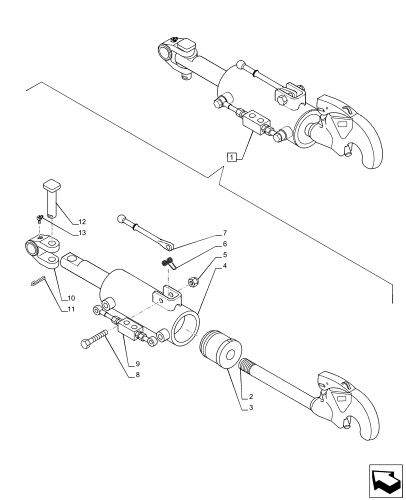 Схема запчастей Case IH PUMA 165 - (35.124.AD[03]) - VAR - 758071, 758076 - 3 HITCH POINT, HYDRAULIC TOP LINK, COMPONENTS (35) - HYDRAULIC SYSTEMS