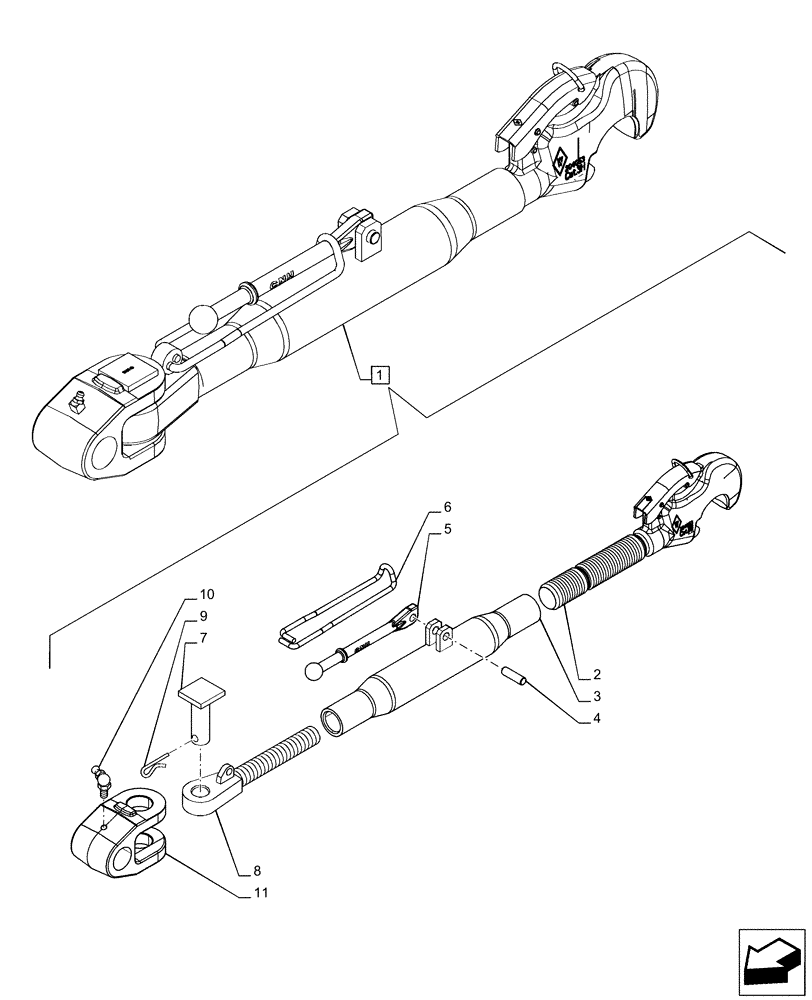 Схема запчастей Case IH PUMA 220 - (37.120.AA[07]) - VAR - 391170, 758075, 758080 - 3 HITCH POINT, TOP LINK, COMPONENTS (37) - HITCHES, DRAWBARS & IMPLEMENT COUPLINGS