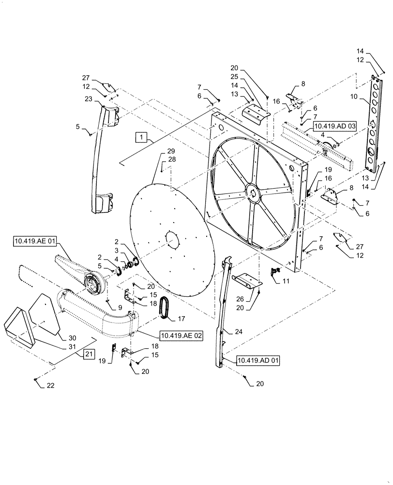 Схема запчастей Case IH WD1904 - (10.419.AD[02]) - REAR AIR CLEANER (10) - ENGINE