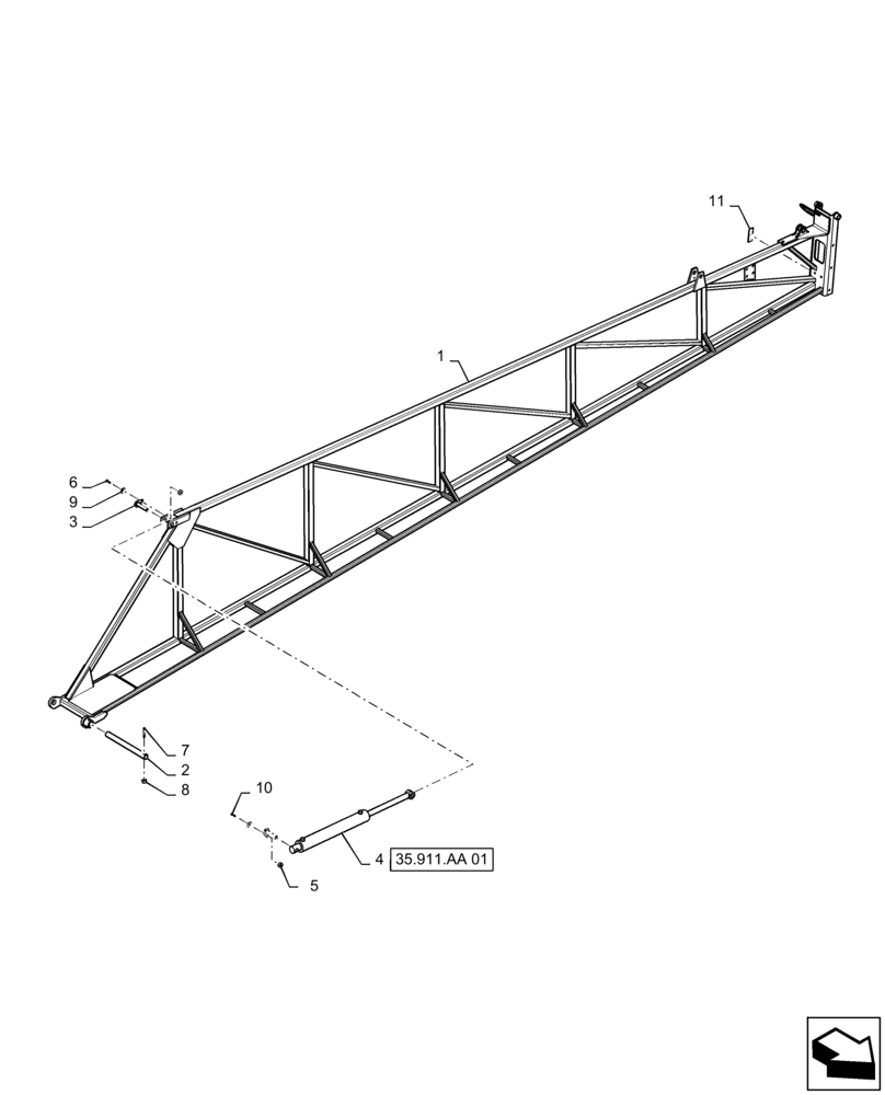 Схема запчастей Case IH PATRIOT 4440 - (39.130.AB[03]) - LH INNER BOOM SECTION, 90/100, BOOM (39) - FRAMES AND BALLASTING